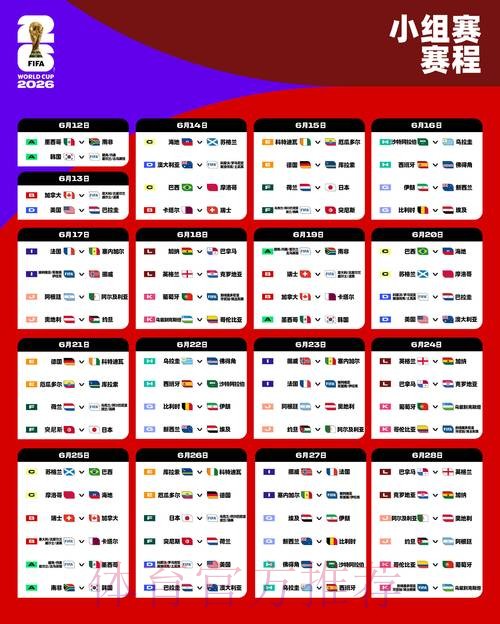 2026世界杯小组赛赛程一览比赛时间表怎么查